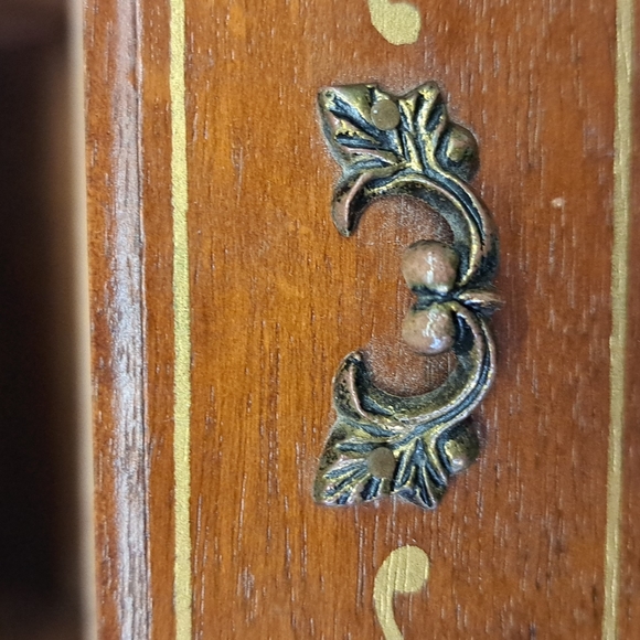 - Vintage 3 drawer wood armoire style jewelry box with metal pull handles - Picture 9 of 9